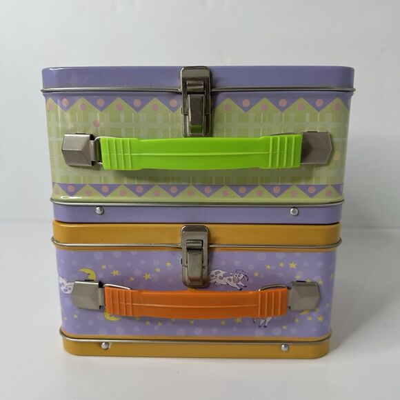 2 Vintage Metal Lunch Boxes Hey Diddle Hickory Dickory Dock Nursery Rhymes 90s - Picture 5 of 16